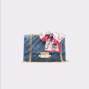 Aldo’s denim purse with scarf